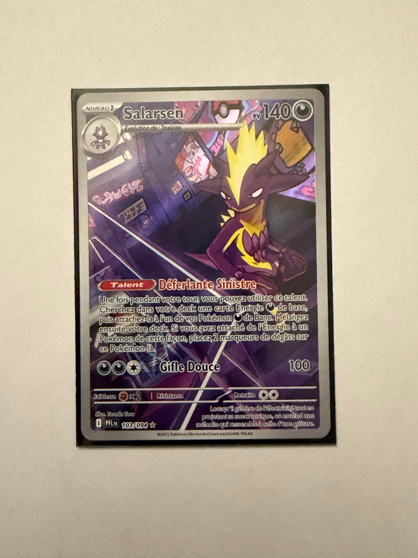 Carte Pokémon AR Salarsen (Me2 103) Mint Française + 1 carte mystère