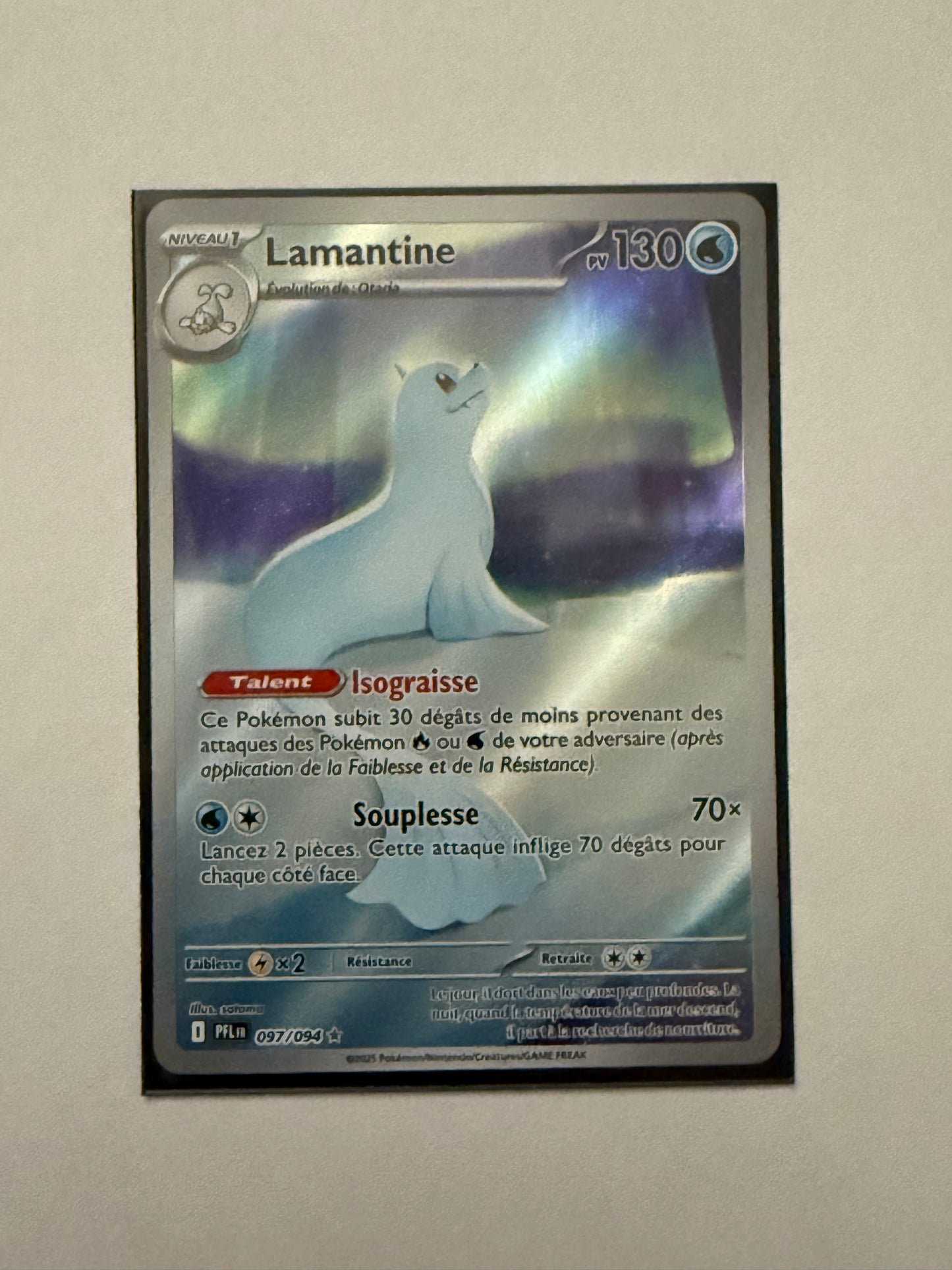 Carte Pokémon AR Lamantine (Me2 097) Mint Française + 1 carte mystère