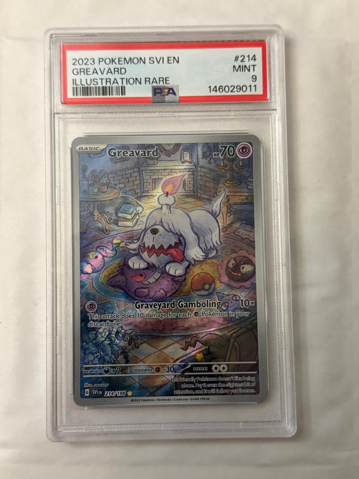 Carte Pokemon gradée AR Toutombe (Sv1 214) PSA 9 anglaise + 1 carte mystère offerte