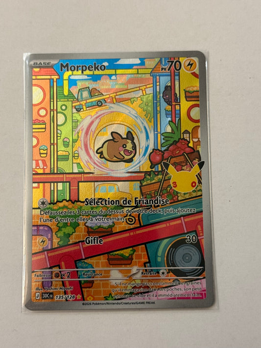 Carte Pokémon AR Morpeko (30ans 135) mint française + 1 carte mystère offerte