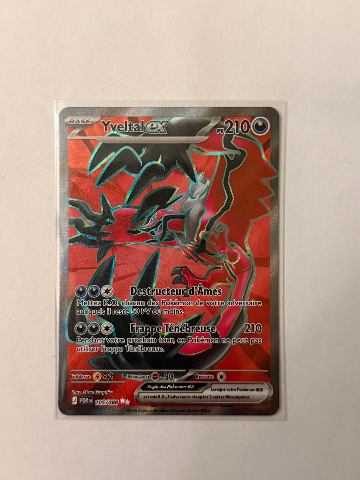 Carte Pokémon FA Yveltal Ex (M3 105) Mint Française + 1 carte mystère