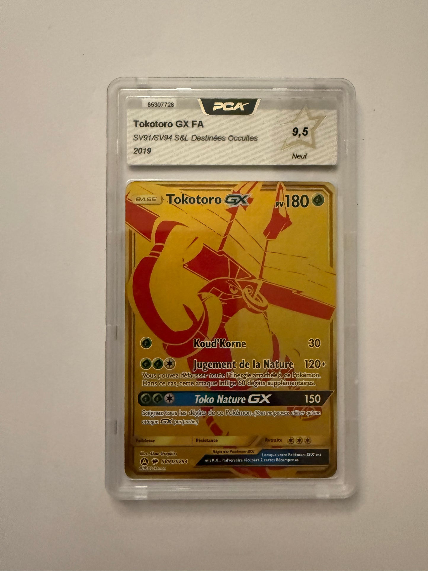 Carte Pokemon Tokotoro Gx (Sv91) Francaise gradée PCA 9.5 + 1 carte mystère