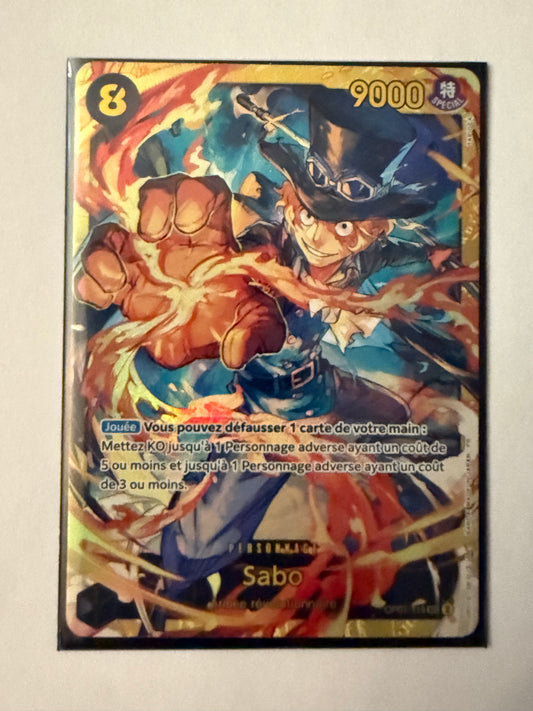 Carte One Piece FA Sabo (Op07 118) Mint Française + 1 carte mystère