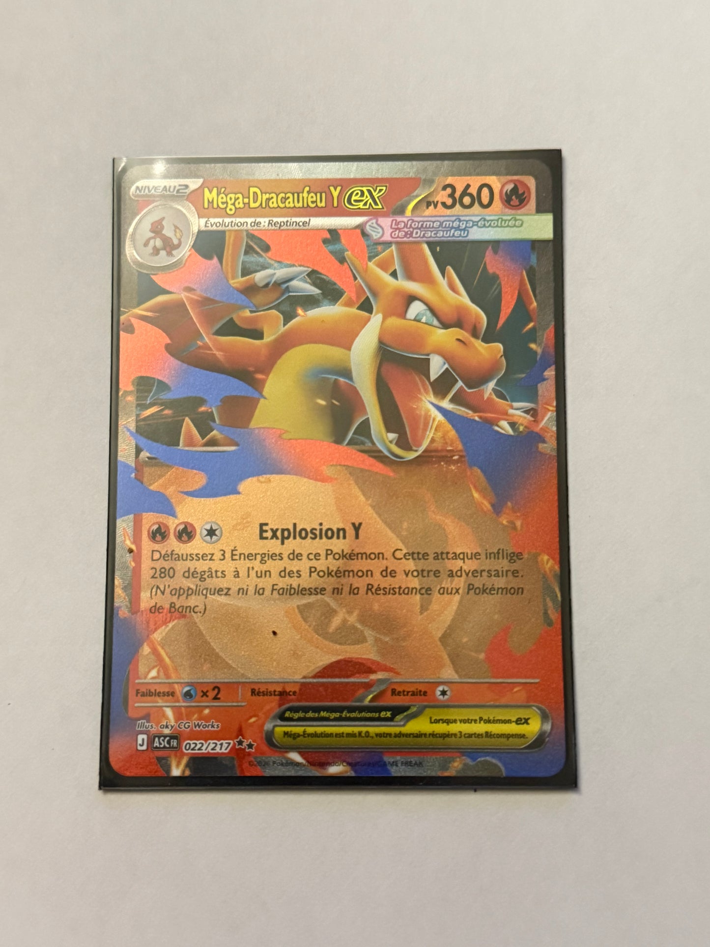 Carte Pokémon Mega Dracaufeu Y Ex (Me2.5 022) Mint Française + 1 carte mystère