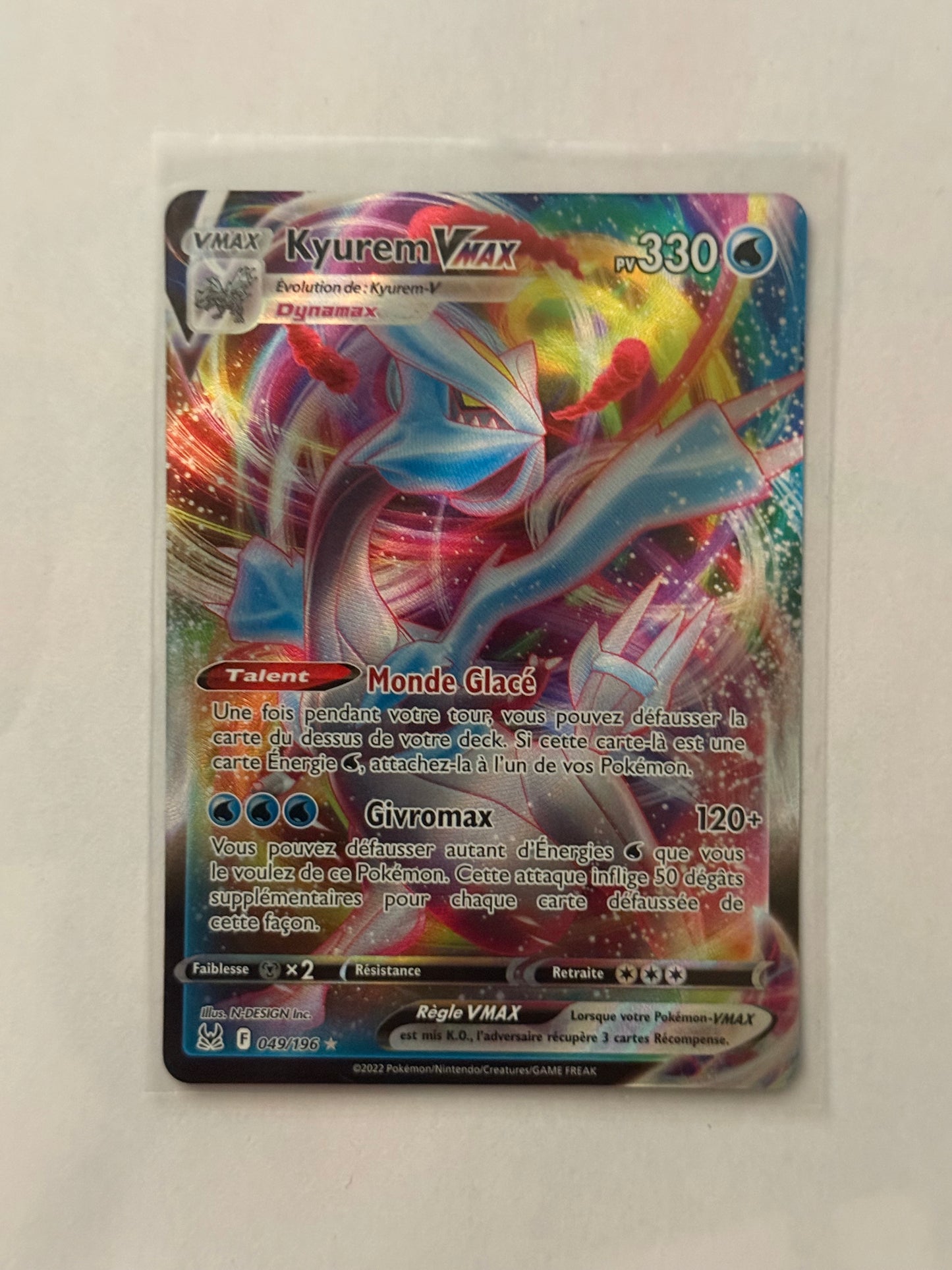 Carte Pokémon Kyurem Vmax (Eb12 049) Mint Française + 1 carte mystère