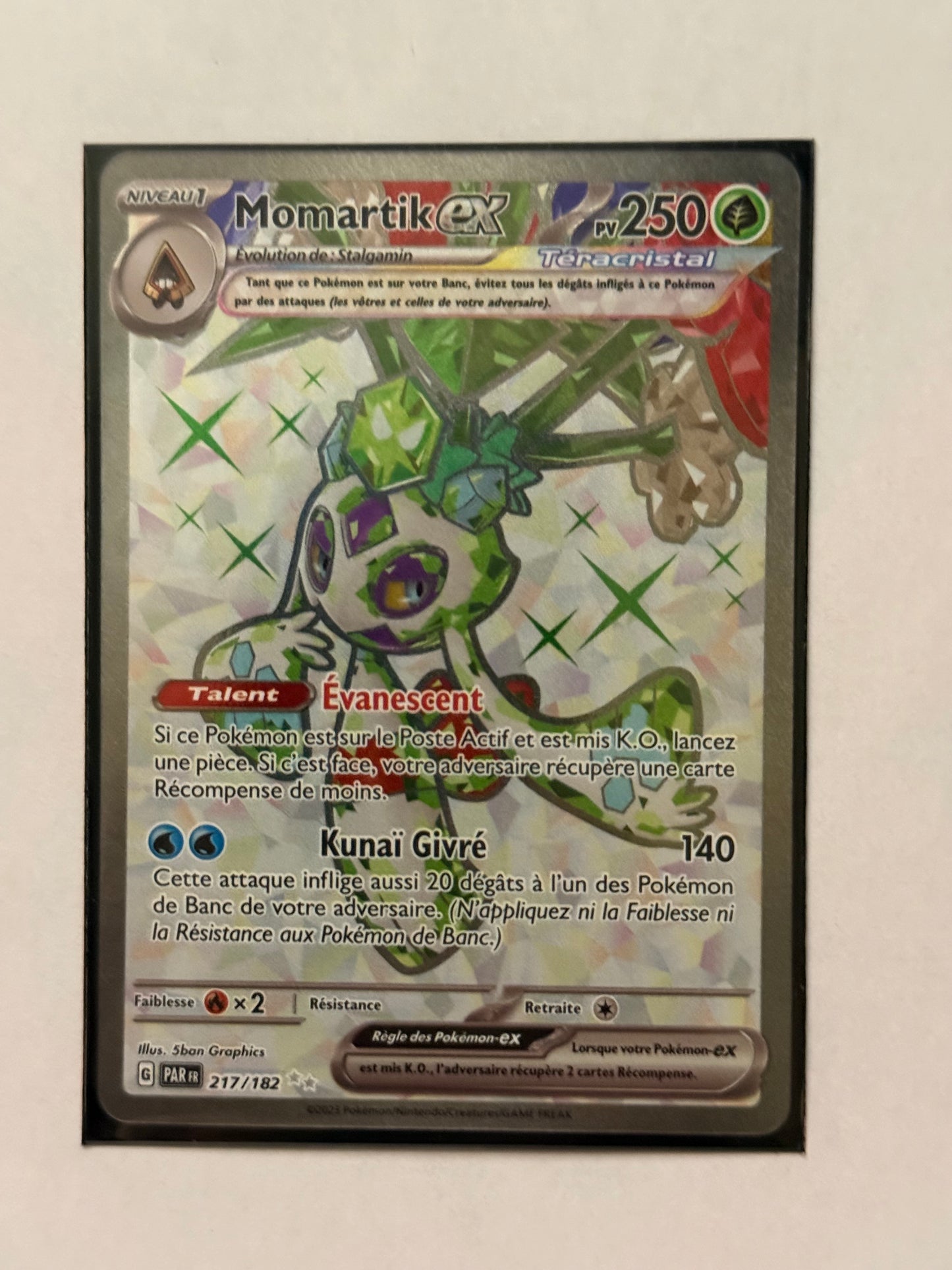 Carte Pokémon FA Momartik ex (Ev4 217) Mint Française + 1 carte mystère