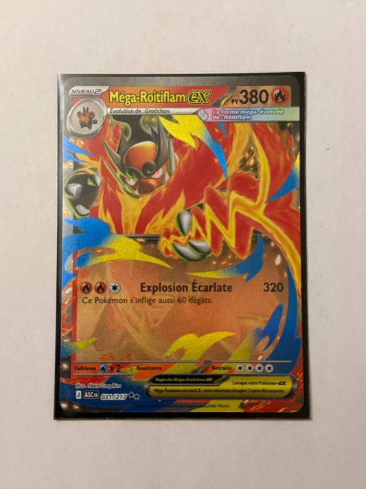 Carte Pokémon Mega Roitiflam Ex (Me2.5 031) Mint Française + 1 carte mystère