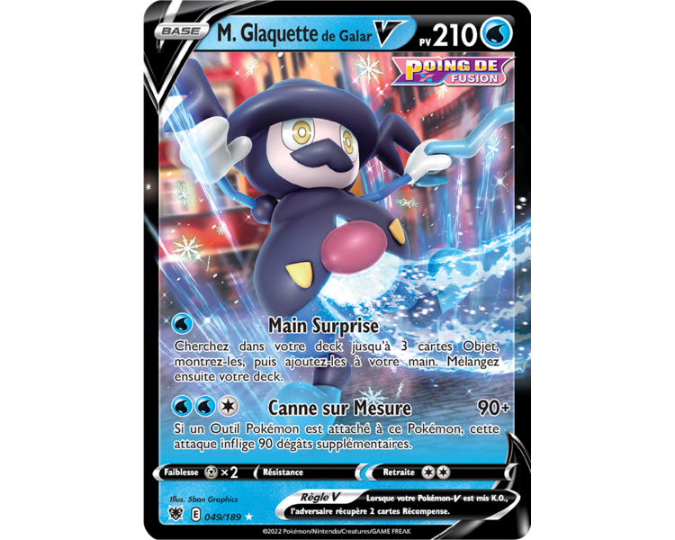 Carte Pokemon M Glaquette V (EB10 049) mint FR + 1 carte mystère offerte