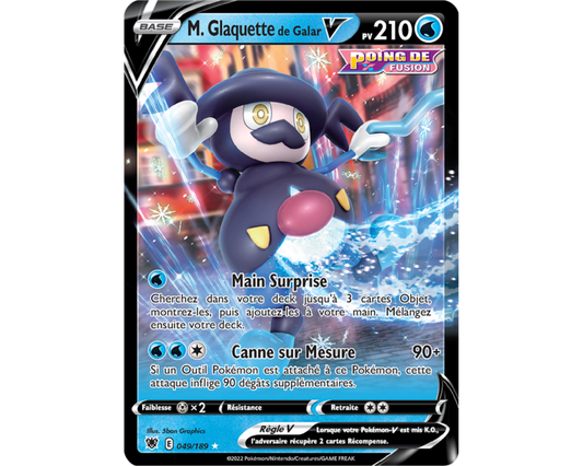 Carte Pokemon M Glaquette V (EB10 049) mint FR + 1 carte mystère offerte